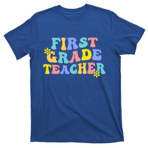 1St Grade Teacher Back To School Groovy First Grade Teacher Cool Gift T-Shirt