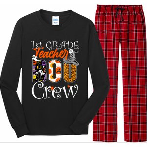 1St Grade Teacher Boo Crew Halloween First Grade Teacher Gift Long Sleeve Pajama Set