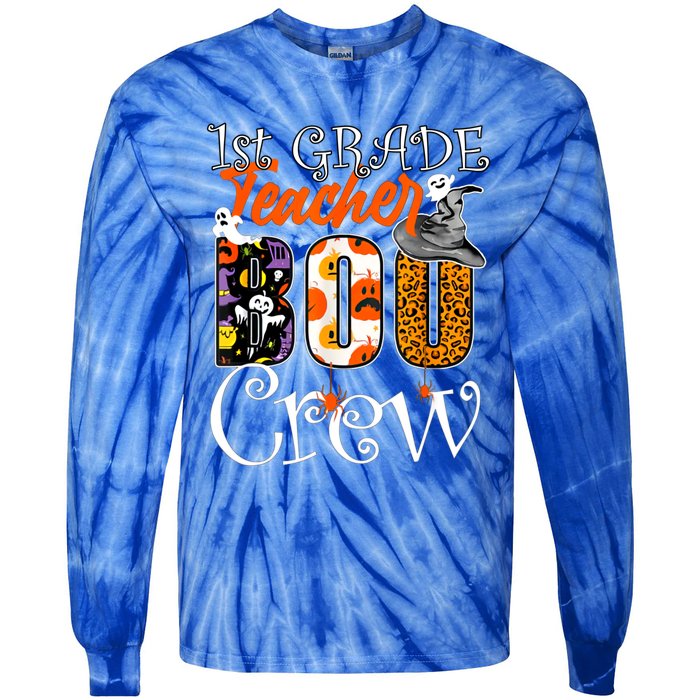 1St Grade Teacher Boo Crew Halloween First Grade Teacher Gift Tie-Dye Long Sleeve Shirt