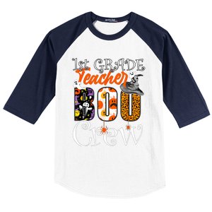 1St Grade Teacher Boo Crew Halloween First Grade Teacher Gift Baseball Sleeve Shirt