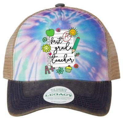 1st Grade Teacher Best First Grade Teacher Legacy Tie Dye Trucker Hat