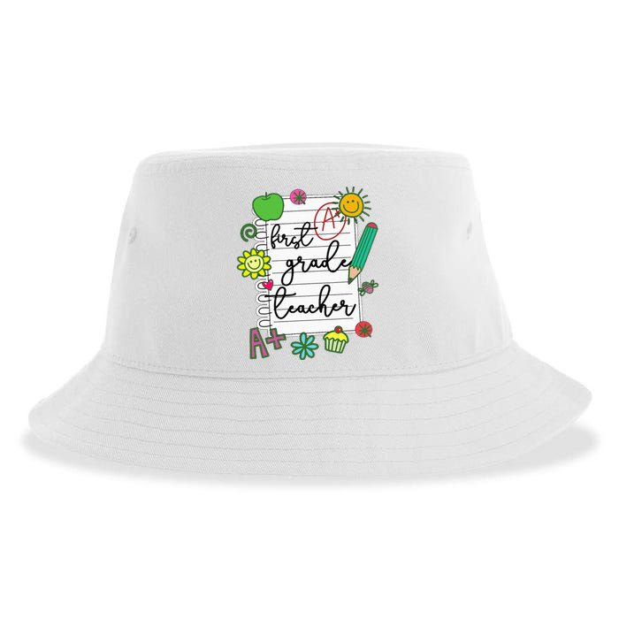 1st Grade Teacher Best First Grade Teacher Sustainable Bucket Hat