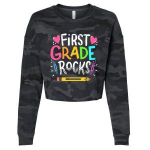 1st Grade Teacher Gift Cropped Pullover Crew