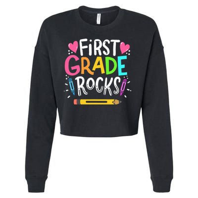 1st Grade Teacher Gift Cropped Pullover Crew