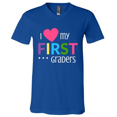 1St Grade Teacher I Love My First Graders Gift V-Neck T-Shirt