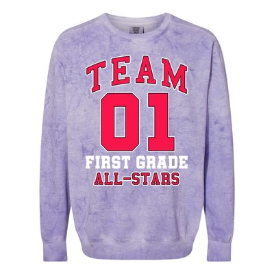 1St Grade Team 01 AllStars First Grade Teacher Student Gift Colorblast Crewneck Sweatshirt