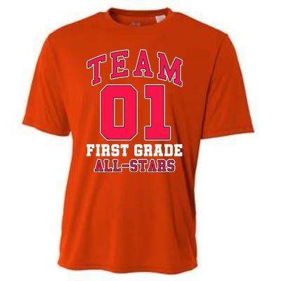 1St Grade Team 01 AllStars First Grade Teacher Student Gift Cooling Performance Crew T-Shirt