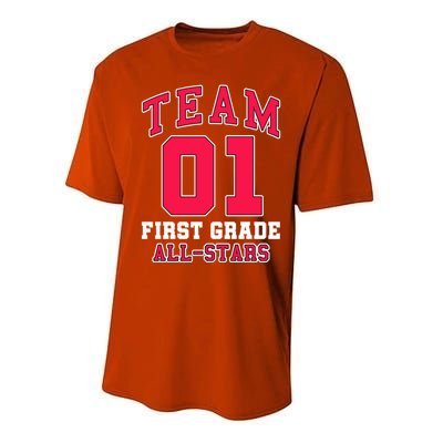 1St Grade Team 01 AllStars First Grade Teacher Student Gift Performance Sprint T-Shirt