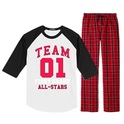 1St Grade Team 01 AllStars First Grade Teacher Student Gift Raglan Sleeve Pajama Set