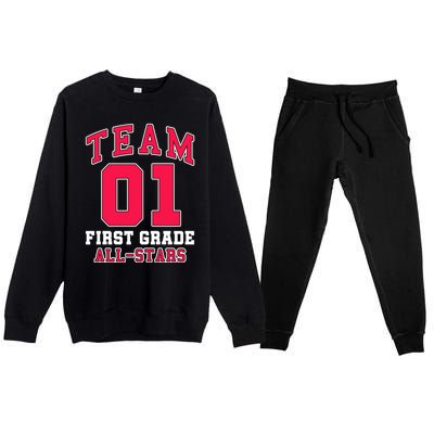 1St Grade Team 01 AllStars First Grade Teacher Student Gift Premium Crewneck Sweatsuit Set