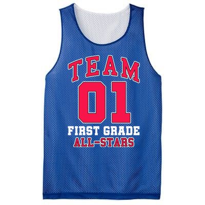 1St Grade Team 01 AllStars First Grade Teacher Student Gift Mesh Reversible Basketball Jersey Tank