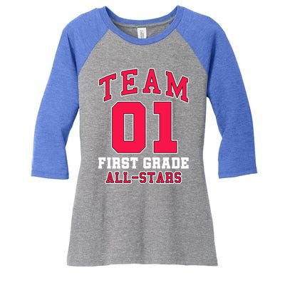 1St Grade Team 01 AllStars First Grade Teacher Student Gift Women's Tri-Blend 3/4-Sleeve Raglan Shirt