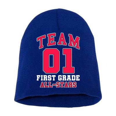 1St Grade Team 01 AllStars First Grade Teacher Student Gift Short Acrylic Beanie