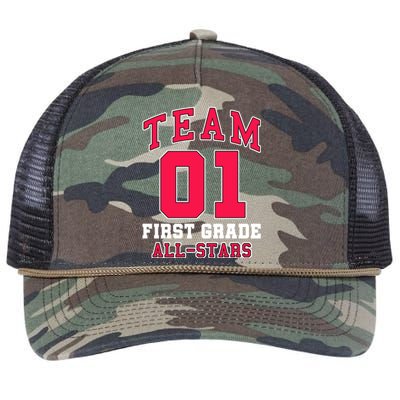 1St Grade Team 01 AllStars First Grade Teacher Student Gift Retro Rope Trucker Hat Cap