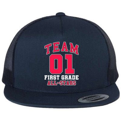 1St Grade Team 01 AllStars First Grade Teacher Student Gift Flat Bill Trucker Hat