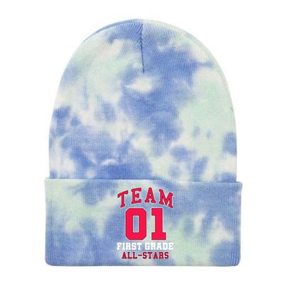 1St Grade Team 01 AllStars First Grade Teacher Student Gift Tie Dye 12in Knit Beanie