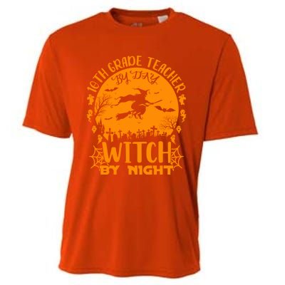 10Th Grade Teacher By Day Witch By Night Funny Halloween Gift Cooling Performance Crew T-Shirt