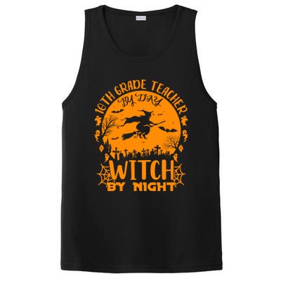 10Th Grade Teacher By Day Witch By Night Funny Halloween Gift PosiCharge Competitor Tank