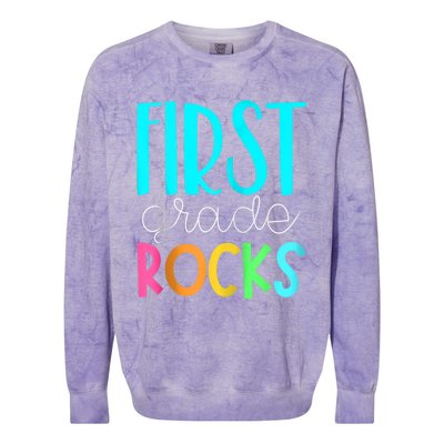 1st grade teacher - 1st grade rocks Zip Hoodie Colorblast Crewneck Sweatshirt