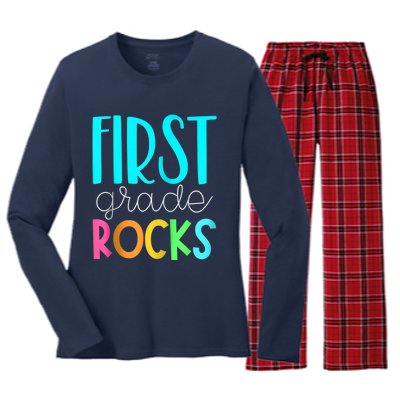 1st grade teacher - 1st grade rocks Zip Hoodie Women's Long Sleeve Flannel Pajama Set 