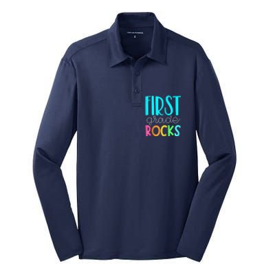 1st grade teacher - 1st grade rocks Zip Hoodie Silk Touch Performance Long Sleeve Polo