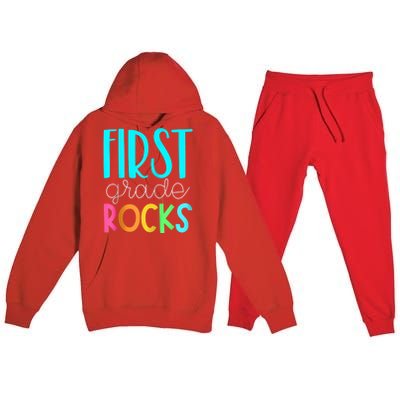 1st grade teacher - 1st grade rocks Zip Hoodie Premium Hooded Sweatsuit Set