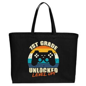 1st Grade Unlocked Level Up Gamer Back To School Cotton Canvas Jumbo Tote