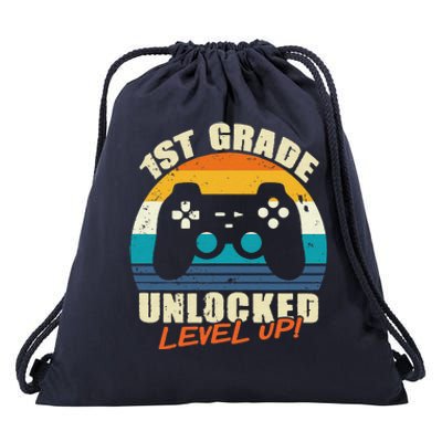 1st Grade Unlocked Level Up Gamer Back To School Drawstring Bag