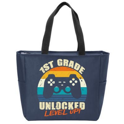 1st Grade Unlocked Level Up Gamer Back To School Zip Tote Bag