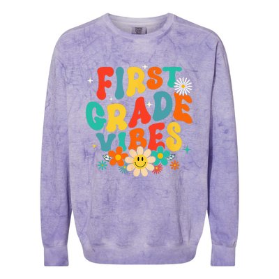 1st Grade Vibes Back To School Retro First Grade Teachers Colorblast Crewneck Sweatshirt