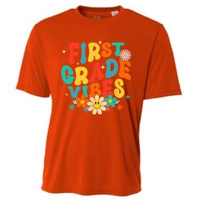 1st Grade Vibes Back To School Retro First Grade Teachers Cooling Performance Crew T-Shirt