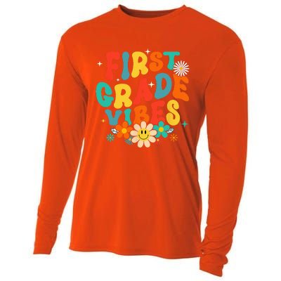 1st Grade Vibes Back To School Retro First Grade Teachers Cooling Performance Long Sleeve Crew