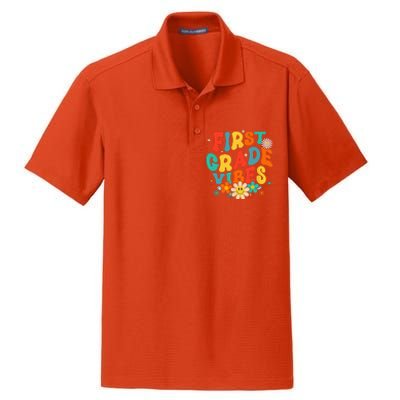 1st Grade Vibes Back To School Retro First Grade Teachers Dry Zone Grid Polo