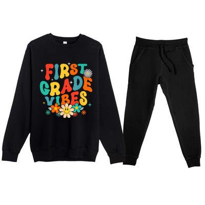 1st Grade Vibes Back To School Retro First Grade Teachers Premium Crewneck Sweatsuit Set