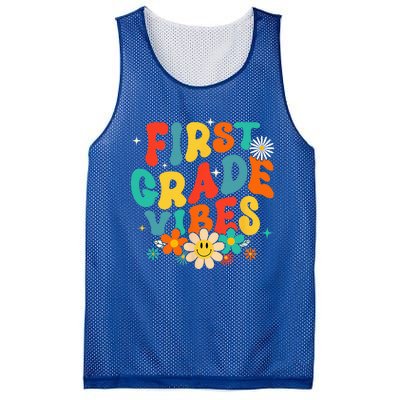 1st Grade Vibes Back To School Retro First Grade Teachers Mesh Reversible Basketball Jersey Tank