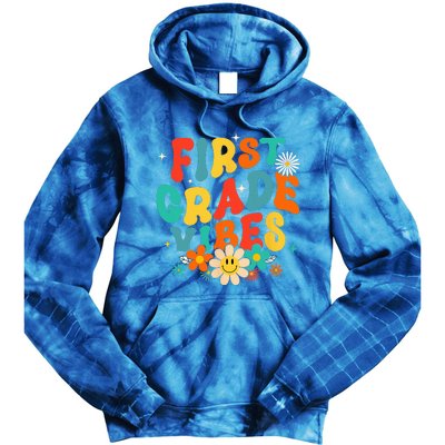 1st Grade Vibes Back To School Retro First Grade Teachers Tie Dye Hoodie