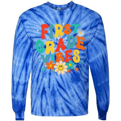 1st Grade Vibes Back To School Retro First Grade Teachers Tie-Dye Long Sleeve Shirt