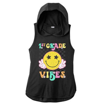 1st Grade Vibes Smile Face Back To School First Grade Ladies PosiCharge Tri-Blend Wicking Draft Hoodie Tank