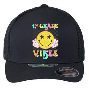 1st Grade Vibes Smile Face Back To School First Grade Flexfit Unipanel Trucker Cap