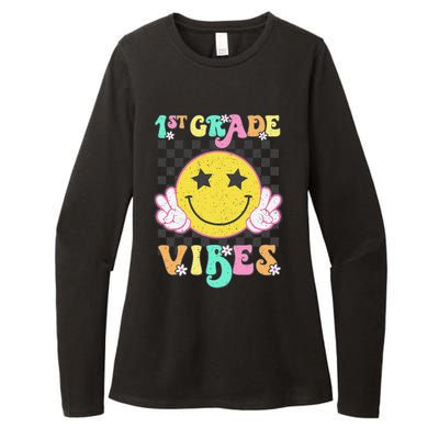 1st Grade Vibes Smile Face Back To School First Grade Womens CVC Long Sleeve Shirt