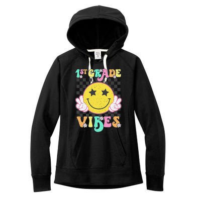 1st Grade Vibes Smile Face Back To School First Grade Women's Fleece Hoodie