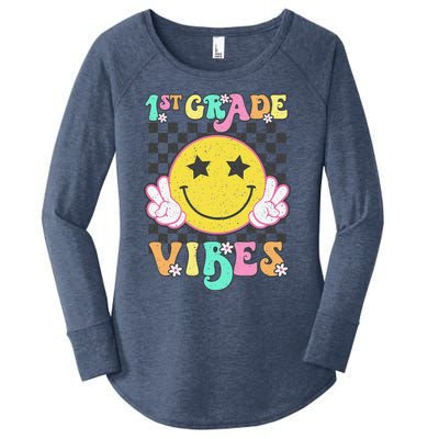 1st Grade Vibes Smile Face Back To School First Grade Women's Perfect Tri Tunic Long Sleeve Shirt