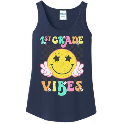 1st Grade Vibes Smile Face Back To School First Grade Ladies Essential Tank