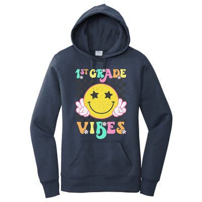 1st Grade Vibes Smile Face Back To School First Grade Women's Pullover Hoodie