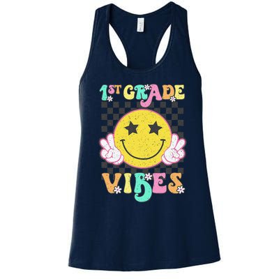 1st Grade Vibes Smile Face Back To School First Grade Women's Racerback Tank