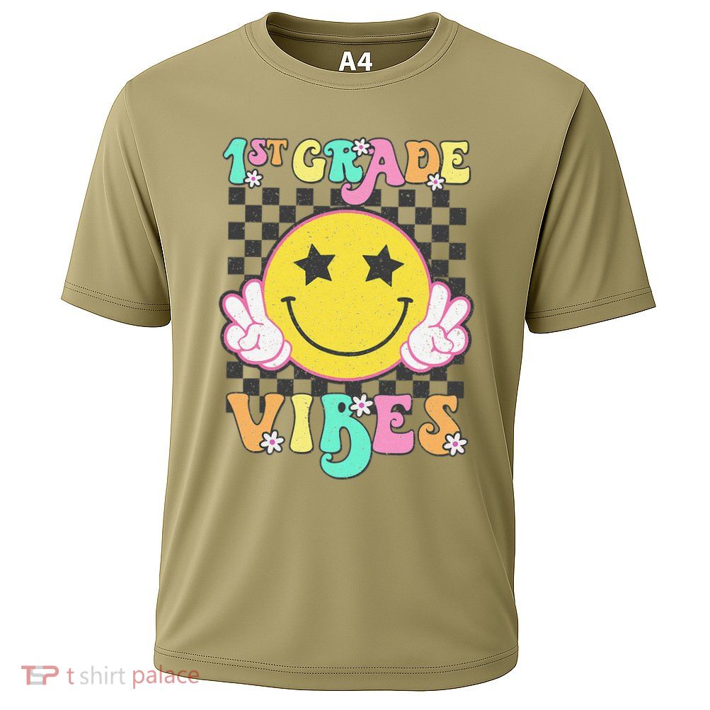 1st Grade Vibes Smile Face Back To School First Grade Cooling Performance Crew T-Shirt