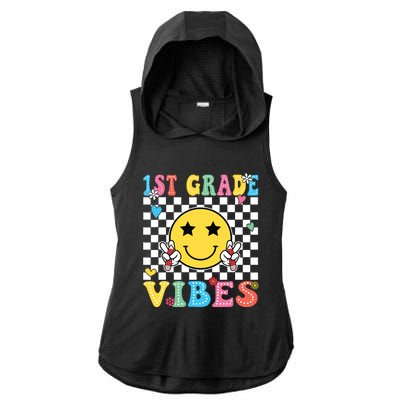 1st Grade Vibes Smile Face Back To School First Grade Ladies PosiCharge Tri-Blend Wicking Draft Hoodie Tank