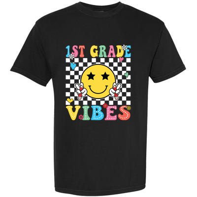 1st Grade Vibes Smile Face Back To School First Grade Garment-Dyed Heavyweight T-Shirt