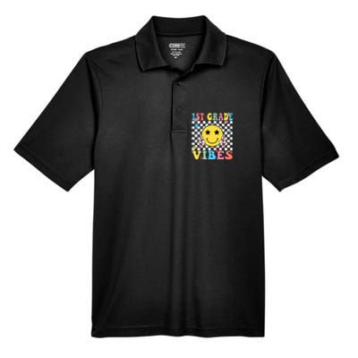 1st Grade Vibes Smile Face Back To School First Grade Men's Origin Performance Pique Polo