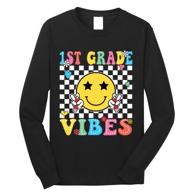 1st Grade Vibes Smile Face Back To School First Grade Long Sleeve Shirt